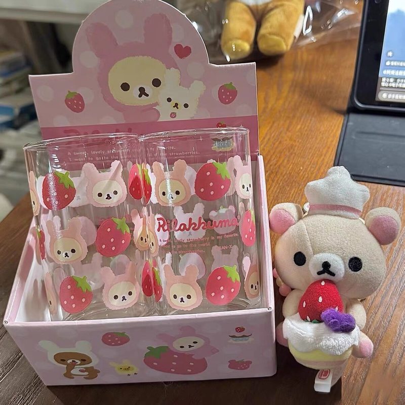 Baby Food Glass - Szklany kubek Rilakkuma, uroczy, z motywem