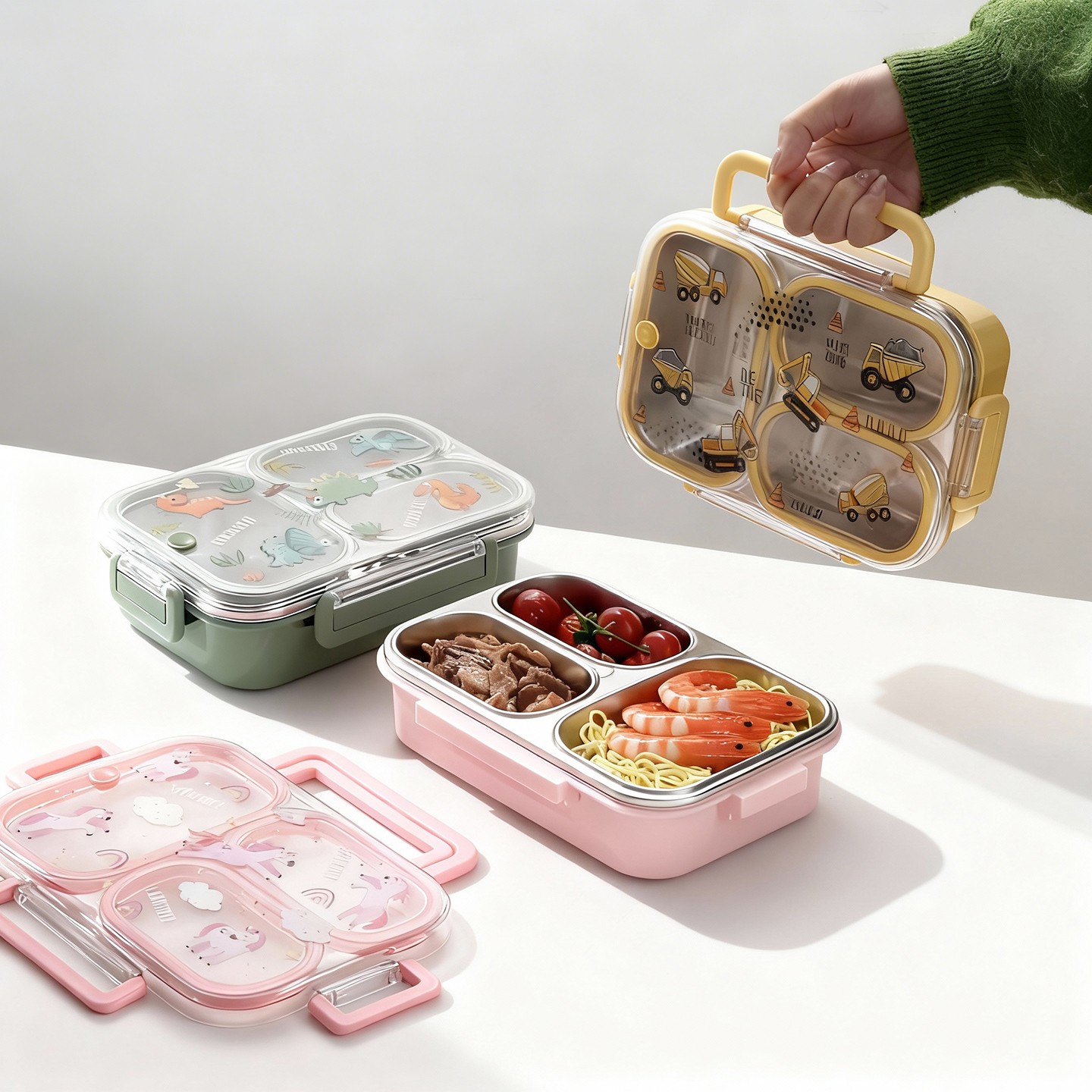 Baby Food Container - Duży, pojemny, kreskówkowy lunchbox dla dzieci